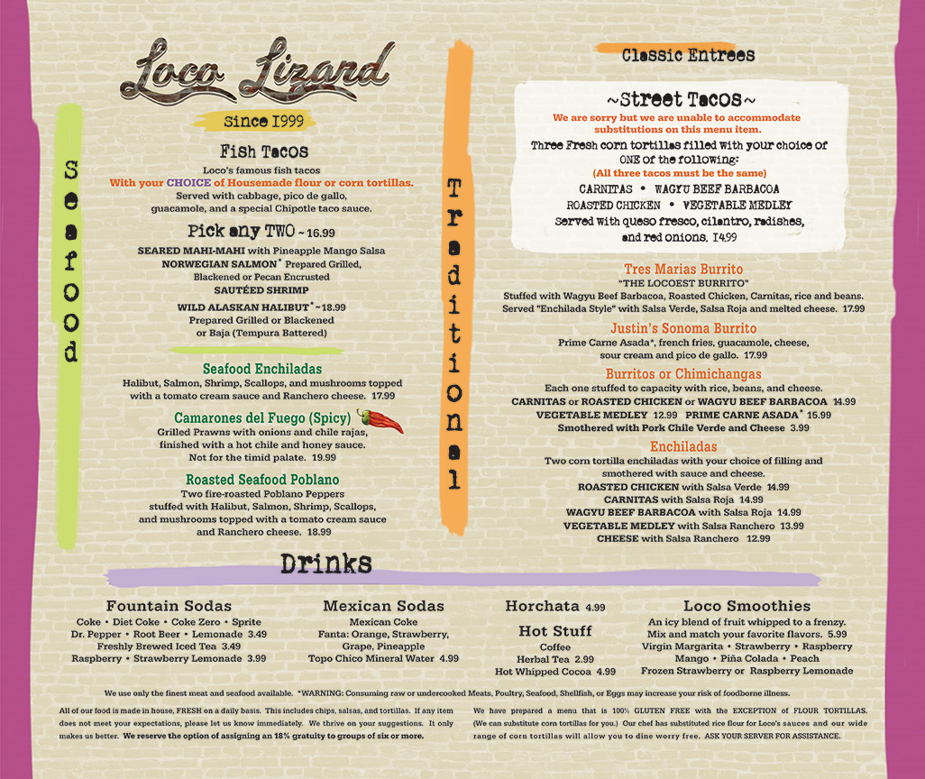 Loco Lizard Menu Back